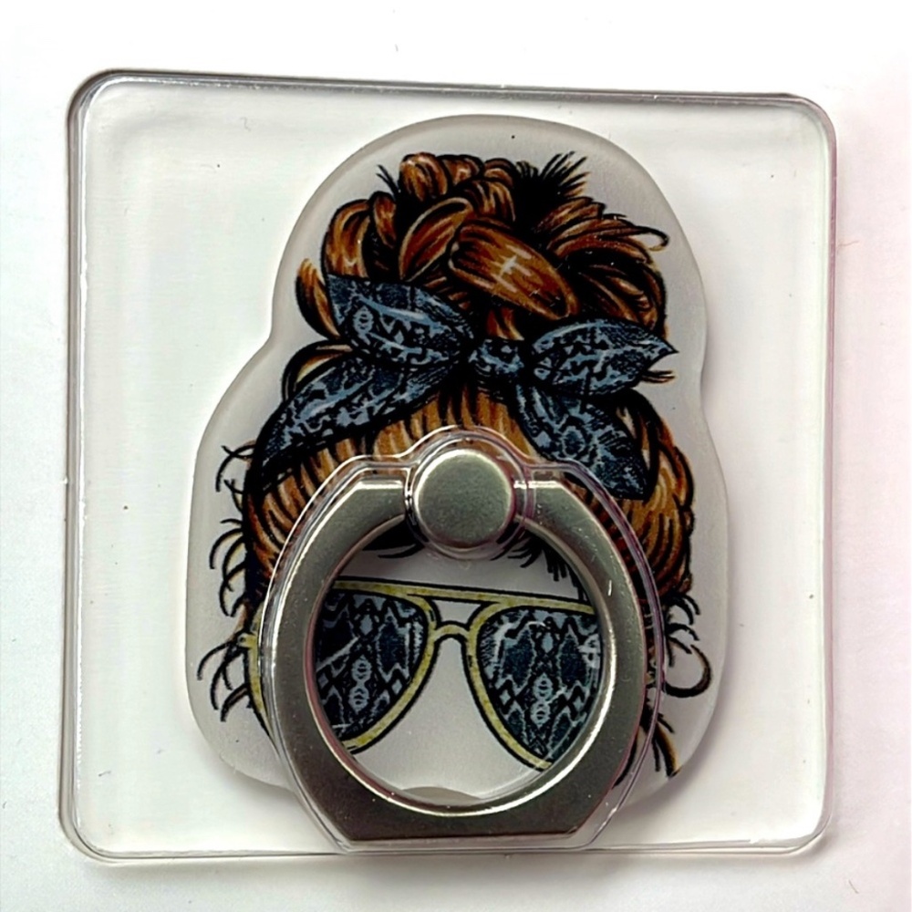 Simply Southern Phone Holder Kickstand – Messy Bun Sunglasses Design- NEW